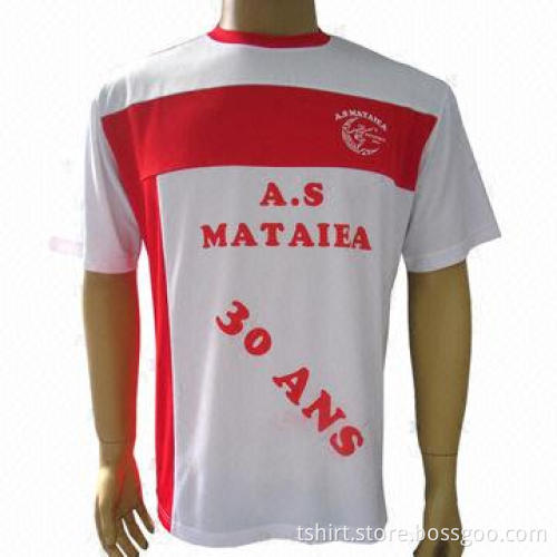 Men's red T-shirt, short sleeves, O-neck, garments printed